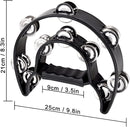 EastRock Double Row Tambourine,Metal Jingles Hand Held Percussion-Half Moon Tambourine for Adults, KTV, Party Black by TinyTreasures Baby Boutique