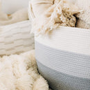OrganiHaus Large Laundry Basket, Woven Cotton Rope Basket for Blankets, Toy Storage, Nursery Hamper, Living Room Decor Organizer, Soft & Durable Hamper with Handles, 20x13 inches - Gray by TinyTreasures Baby Boutique