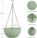 10 inch Hanging Planters Plant Pots for Indoor Outdoor Plants, 2 Pack Hanging Flower Pots with Drainage Holes and Chain for Garden Porch, Plastic Hanging Baskets for House Plants, Green by GreenHaven Gardens