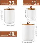 Ceramic Canister Set for Kitchen, 3pcs White Ceramic Kitchen Canisters for Countertop with Airtight Wood Lids, Large Flour and Sugar Containers for Coffee, Tea, Spice by CozyNest Decor