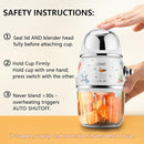 Baby Food Maker Mini Cute and Small Food Processor Puree Blender Grinder Chopper 1.2 Cup Glass Bowl with 6 Blade Electric (Spaceman-White) by TinyTreasures Baby Boutique