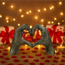 Top Brass Large Rustic Heart Hands Sculpture, 9 3/4” Resin Love Statue – Romantic Decor Accent for Shelf or Mantel – Perfect for Wedding, Valentine's Day or Anniversary (Rustic Wood Grain) by CozyNest Decor