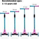 3 Wheel Scooter for Kids Ages 6-12,Kids Scooter with Light Up Wheels, Sturdy Deck Design, and 4 Height Adjustable Suitable for Kid Ages 3-12 by TinyTreasures Baby Boutique
