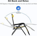 Nazhura Set of 2 Relaxing Recliners Patio Chairs Adjustable Steel Mesh Zero Gravity Lounge Chair Beach Chairs with Pillow and Cup Holder (Yellow Stripe) by CozyNest Decor