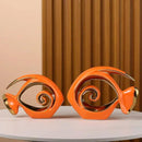 Orange Gold Ceramic Fish Figurines - Coastal Home Decor, Modern Ocean Centerpieces for Living Room, Dining Area, Bathroom, Office, Coffee Table, Beach House, Nautical, Seaside, Entrance, Shelf Display by CozyNest Decor