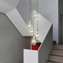 Gold 5 Light Cluster Pendant Lighting, Raindrop Chandeliers Brass Dining Room Lights Fixture, Teardrop Pendant Lights Kitchen Island, Hanging Lamp Ceiling for Entryway Foyer Staircase by CozyNest Decor
