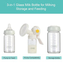 COMI Wide Neck Glass Breastmilk Collection n Storage Bottle, 6oz with Screw Ring Sealing Disk; Re-markable Sealing Disc. BPA Free, Fits Breast Pumps & Nipples (Gray Lids) by TinyTreasures Baby Boutique