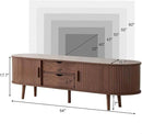 55" Mid Century TV Stand, Fluted TV Stand Fits 32" to 60" TVs. Wood Entertainment Center for Living Room, Farmhouse Modern TV and Media Console Table with Storage, Curved Edge and Sliding Door, Walnut by CozyNest Decor