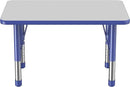FDP Rectangle Activity School and Classroom Kids Table (24 x 36 inch), Chunky Toddler Leg, Adjustable Height 15-24 inches - Gray Top and Blue Edge by CozyNest Decor