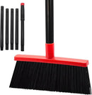 Small Broom Stiff Bristles Brush with Long Handle Indoor or Outdoor Compact Broom for Sweeping Patio Garage Garden,Deck,Concrete Floor,Bathroom (Red) by CozyNest Decor