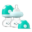 YOHKOH Newborn Glass Baby Bottles with Slow Flow Nipple for 0+ Months, Wide Neck Feeding Bottle, 2.7oz/80ml (Blue, 2.7oz (Pack of 2)) by TinyTreasures Baby Boutique