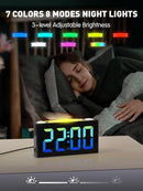 PPLEE RGB Digital Clock-Alarm Clocks for Bedrooms,Large Bold Number 7 Dimmers,Battery Backup Loud Alarm Clock,8 Modes Night Light,Dual Charger USB&Type-C,Bedside Desk Clock for Kid Adult Heavy Sleeper by TinyTreasures Baby Boutique