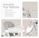 KÜB 3-in-1 Foldable Baby High Chair, 7 Height & 4 Recline Adjustable Seat & Tray for Easy Clean, 2 Locking Wheels, Multifunctional Infant High Chairs for Babies and Toddlers (Grey, with Toys) by TinyTreasures Baby Boutique