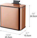 RedFactor Stainless Steel Hanging Trash Can with Lid and Inner Bucket – Slim 1.3 Gallon Odor-Free Compost Bin for Kitchen Cabinet, Countertop, Under Sink, or Bathroom (Copper) by GreenHaven Gardens