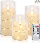 Aignis Flickering Flameless Candles Battery Operated Candles LED Candles with Remote Timer for Home/Wedding/Birthday/Holiday Decor, Warm White 3D Flame Set of 3 (D3 xH4 5" 6") by CozyNest Decor