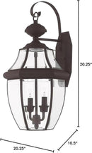 Livex Lighting 2251-91 Monterey 2 Light Outdoor Brushed Nickel Finish Solid Brass Wall Lantern with Clear Beveled Glass by GreenHaven Gardens
