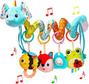 Stroller Toys, Car Seat Toys for Babies Infants 0-6 Months, Activity Spiral Plush Hanging Toy Gift for Baby Boys and Girls 0 3 6 12 Months Newborn Sensory Toy with Rattles Squeaker Music -Blue by TinyTreasures Baby Boutique