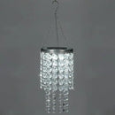 Hanging Solar Crystal Chandelier Outdoor, 21” Modern Solar Transparent Acrylic Beaded Lantern with Cool White LED S Hooks for Garden Yard Patio Gazebo Outside Decor by GreenHaven Gardens