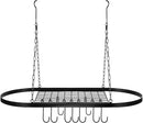Sorbus® Pot and Pan Rack for Ceiling with Hooks — Decorative Oval Mounted Storage Rack — Multi-Purpose Organizer for Home, Restaurant, Kitchen Cookware, Utensils, Books, Household (Hanging Black) by CozyNest Decor