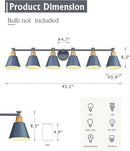 FEMILA Vintage Bathroom Light Fixtures, 45.3" Vanity Lighting Fixtures Over Mirror, 6 Light Vanity Light, Blue Finish, 4FG59B-6W Blue by CozyNest Decor