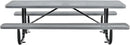 Global Industrial 8’L Rectangular Picnic Table, Expanded Metal, Gray Thermoplastic Coating, Attached Benches, 1-1/2” Umbrella Pole Hole, Outdoor-Rated, 1000 lb Capacity, 96” x 30” Tabletop by GreenHaven Gardens