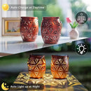 Solar Outdoor Lanterns with Floral Design，LED Garden Lights，Outdoor Solar Table Lantern Waterproof Brown Flower Hollowed，Table Lamp for Indoor/Outdoor Patio Porch Lawn Pathway Indoor by GreenHaven Gardens