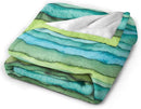 HGOD DESIGNS Watercolor Stripped Waves Blanket for Women, Lightweight Soft Fleece Flannel Throw Blanket Blue and Green Sofa Couch Living Room 50x60 Inch by CozyNest Decor