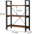 Natural Real Solid Wood Bookcase,3 Tier Metal and Wood Open Book Shelf Storage Farmhouse Wide Etagere Bookcase for Office Living Bedroom by CozyNest Decor