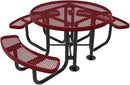 Coated Outdoor Furniture Heavy-Duty Portable ADA-Compliant Outdoor Picnic Table with Umbrella Hole, Expanded Metal Patio Dining Furniture Made in America (46" Round Top, Burgundy) by CozyNest Decor