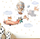 Animals Airplane Wall Stickers for Nursery: Baby Kids Bedroom Wall Decals - Aircrafts Hot Air Balloon Elephant Fox Giraffe Monkey by TinyTreasures Baby Boutique