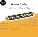 No Junk Mail Metal Brass Door Sign. Traditional Style Home Décor Wall Plaque Handmade By The Metal Foundry UK. by CozyNest Decor