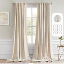 MIULEE Back Tab Cream Beige Curtains 105 Inch Long 2 Panels Set for Living Room Bedroom, Ivory Rod Pocket/Pinch Pleated Light Blocking Thermal Insulated Room Darkening Floor to Ceiling Blackout Drapes by TinyTreasures Baby Boutique