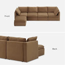mopio Oversized Modular Sectional Sofa with Fully Removable Covers and Storage, Convertible U, L-Shaped and Sleeper Sectional, Modern Couches with Ottoman Chaise (Hazelnut Velvet, 5 Seats, L) by CozyNest Decor