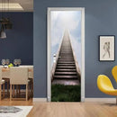 3D Staircase Door Stickers - Peel & Stick - Waterproof & Washable - Matt Finish - Modern Style - White - 37.4" x 78.7" (2 Parts) by GreenHaven Gardens