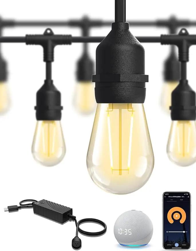XMCOSY+ Outdoor String Lights, Smart Patio Lights 72.5Ft, APP WiFi Control, Compatible with Alexa, Waterproof Dimmable Edison Outdoor Lights for Patio Outside