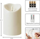 Homemory 4"x6" Outdoor Waterproof Flameless Candles with Timers and Remote Control, Battery Operated Candles, LED Plastic Candles, Ivory White, Set of 2 by CozyNest Decor