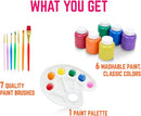 Kids Painting Set, Washable Paint for Kids 6 Colors, 7 Paintbrushes, Paint Palette, Non-Toxic Toddler Painting Set 2 oz Each, Tempera Paints for Art, Crafts, Finger Paints by TinyTreasures Baby Boutique