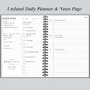Daily Planner Undated - B5 To Do List Notebook Hourly Schedules, Spiral Appointment Planner for Women and Men, PVC Hardcover, Inner Pocket, Elastic Closure, 7" x 10", Black by TinyTreasures Baby Boutique