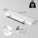 SAUMONIERES Floating Shelves 8 Inch Deep Solid Wood Wide Wall Shelf Set of 2 Wall Mounted for Bedroom Bathroom Living Room Kitchen, 24 Inch White by CozyNest Decor