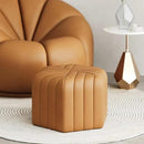 homary 18.5" Hexagonal Pouf Ottoman Upholstered, Velvet Footrest Rest Stools Modern Sofa Footrest Entryway Shoe Changing Stool, Low Coffee Table Footstool for Living Room/Bedroom/Entrway-Brown by CozyNest Decor
