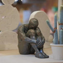 Guichifun Sitting Man Sculptures Home Decor - Resin Bronze Sitting Posture Holding Arms Legs Lonely Statues Decorative Objects Outdoor Gift for Men 9.25 x 5.25 x 7.5 Inch by CozyNest Decor