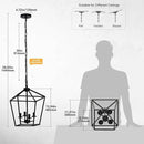 4 Light Chandelier, Industrial Ceiling Light Black Lantern Light Fixtures with Farmhouse Metal Cage Adjustable Height Rustic Geometric Hanging Light E12 Base for Kitchen Island, Entryway, Indoor by CozyNest Decor