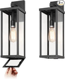 mirrea 18" Classic Outdoor Wall Sconce 1 Light in Matte Black Rectangular Metal Frame and Clear Glass Shade Waterproof Porch Light Patio Light Pack of 2 by CozyNest Decor
