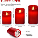 Flameless Battery Operated Flickering Candles:3PACK Red Real Wax Pillar Candle,Electric LED Candle with 10-Key Remote Control and 24 Hours Timer for Home Decoration Holiday Party by GreenHaven Gardens