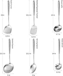 304 Stainless Steel Cooking Utensils,6 Pcs Kitchen Cooking Utensils Set with Spatula, Solid Spoon, Ladle, Skimmer, Spaghetti Spoon,Dishwasher Safe by CozyNest Decor