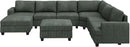 Nolany Sectional Sofa with Storage Ottoman, Corduroy Modular Sectional Couch, U Shape Sectional Couches for Living Room, Green by CozyNest Decor