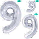 GOER Silver Foil Balloons Number 9,Huge Number Balloons for 9th Birthday Party Supplies Anniversary Decorations(3 pcs,42 inch,32 inc,16inch) by TinyTreasures Baby Boutique