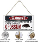 Warning Sign, Opossum Warning Wood Plaque Sign, Funny Door Signs, Decorative Wood Hanging Suspension Plaque, Farmhouse Wooden Wall Decor, Outdoor Hanging Wooden Signs by CozyNest Decor