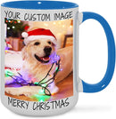 Ship Next Day Custom Mug Design Your Own Photo Text Personalized Picture Gifts for Women Men Customized Gifts Idea Personalized Coffee Mugs 15oz Blue Handle by TinyTreasures Baby Boutique