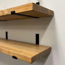 Rustic Shelves with J-Brackets Set of 2, Industrial Shelf, Kitchen Shelves, Solid Wood, Decorative Wall Storage, Heavy Duty, URBANDI (Brown, 12Wx10D) by CozyNest Decor